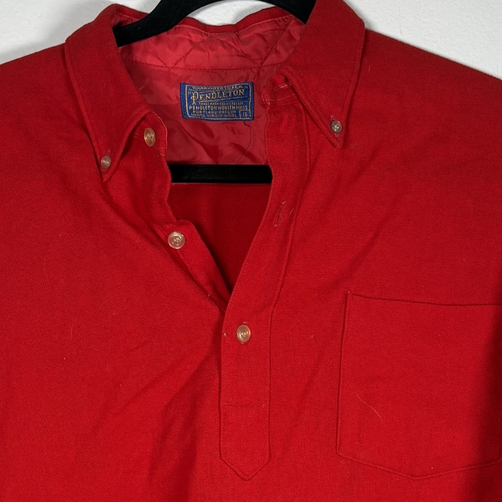 Pendleton Scarlet Red 100% Wool Qtr Button-Down S… - image 4